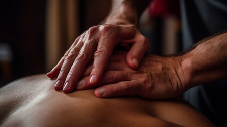 Man getting deep tissue massage : Generative AIの素材