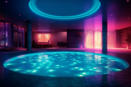 Spa center interior various colorful lights : Generative AIの素材