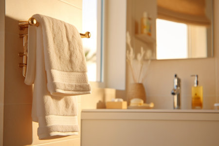 Towel warmer in bathroom : Generative AIの素材