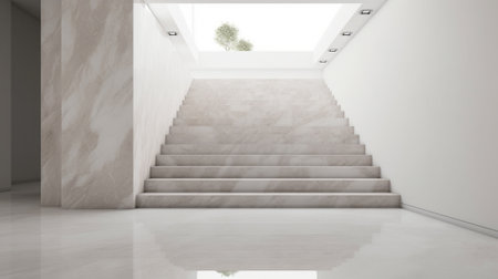 Interior of a corridor with marble stairs : Generative AIの素材