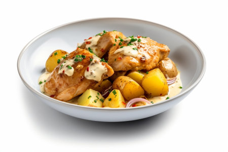 Tasty chicken in white sauce : Generative AIの素材