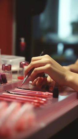 Woman files her nails : Generative AIの素材