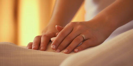 Woman doing foot massage close up : Generative AIの素材