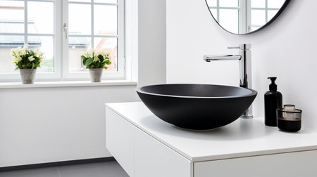 Washbasin in modern bathroom : Generative AIの素材