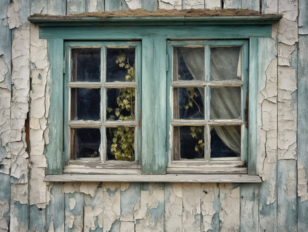 Window on old worn house : Generative AIの素材
