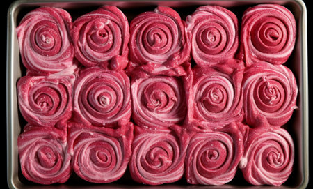 Red spiral macaroniThe color is made of beetroot : Generative AIの素材