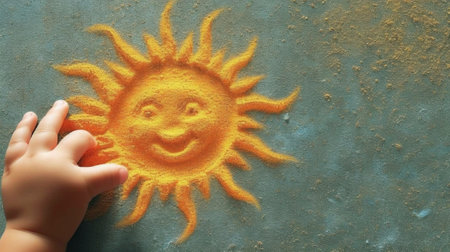 sun drawn with chalk on asphalt : Generative AIの素材
