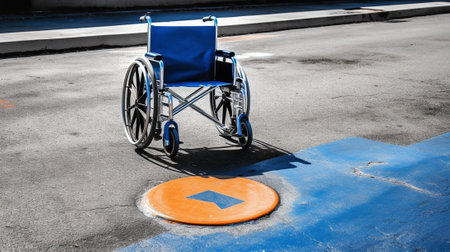 Blue painted parking space reserved for handicapped : Generative AIの素材