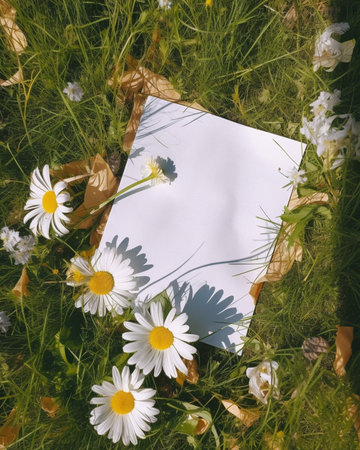 daisies on the grass : Generative AIの素材