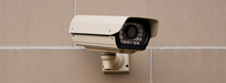 Security CCTV camera on a wall : Generative AIの素材