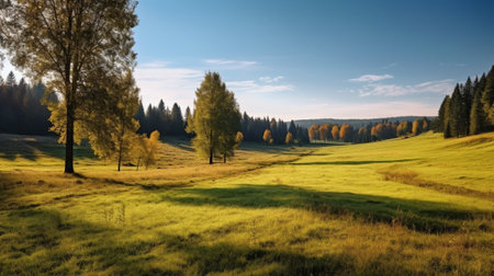 autumnal forests and green grass : Generative AIの素材