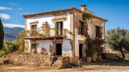 old worn house on the village : Generative AIの素材