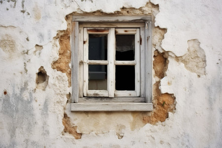 Window on old worn house : Generative AIの素材