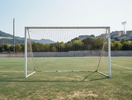 A soccer goal on the grass : Generative AIの素材