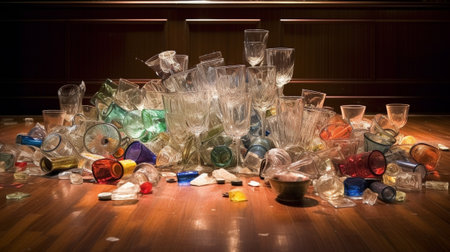 A lot of empty wine glasses : Generative AIの素材