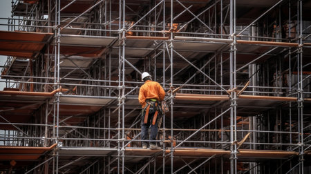 Construction of a building using scaffolding : Generative AIの素材