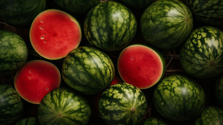 a pile of fresh watermelons : Generative AIの素材