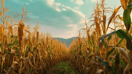 corn field in autumn : Generative AIの素材