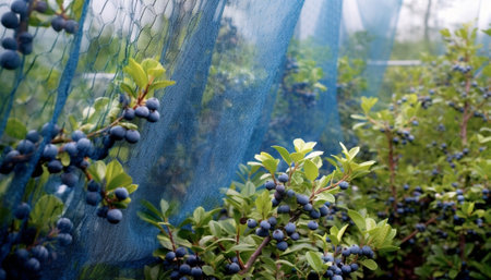 orchard with nets to protect against hail and birds : Generative AIの素材