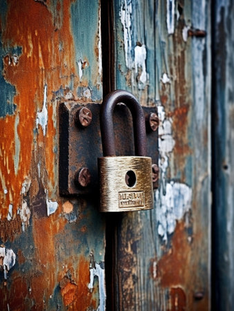 old lock on wood door : Generative AIの素材