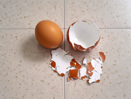broken empty brown chicken eggshells : Generative AIの素材