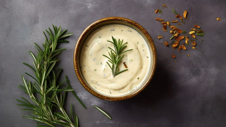 white cheese and rosemary : Generative AIの素材
