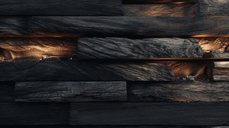 Black burnt wood texture Selective focus : Generative AIの素材