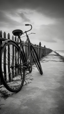 Black and white photo of vintage bicycle film grain filter effect styles : Generative AIの素材