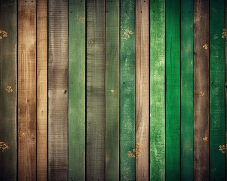 Green and brown wooden background : Generative AIの素材