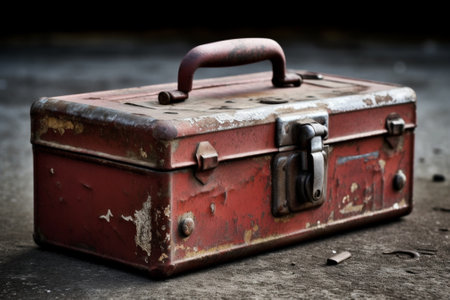 Old red wooden box : Generative AIの素材
