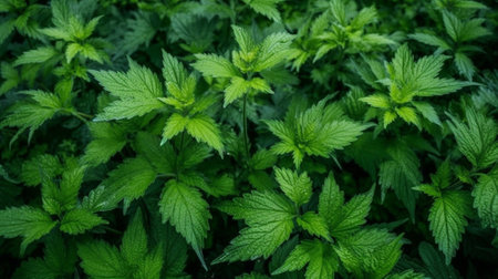 Green nettle background : Generative AIの素材