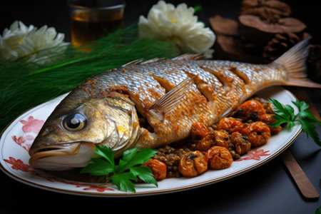 Fried fish carp : Generative AIの素材