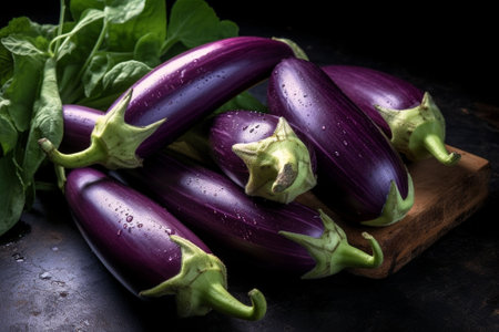 Heap of fresh eggplants : Generative AIの素材