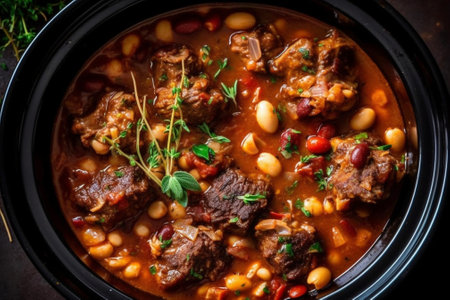 close up of rustic and hearty oxtail stew : Generative AIの素材