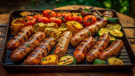 grilled vegetables and sausages : Generative AIの素材