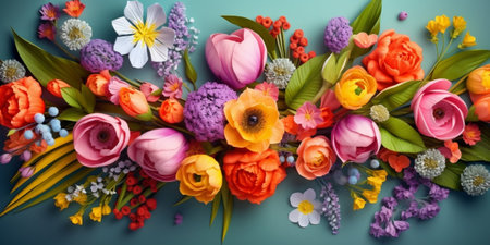 colorful spring flowers : Generative AIの素材