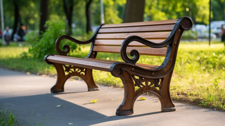 wooden bench in the park : Generative AIの素材