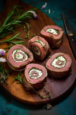 rolled pork with arugula : Generative AIの素材