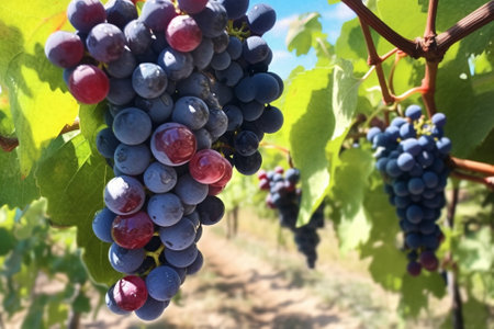 red grapes in the vineyard : Generative AIの素材