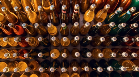 Lots bottles of various alcoholic drinks : Generative AIの素材