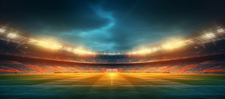 Stadium lights on sunset background : Generative AIの素材