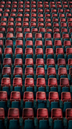 Bright red stadium seats : Generative AIの素材
