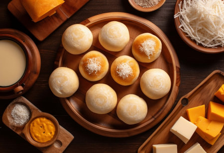 Dough balls egg and cheese made for cooking : Generative AIの素材