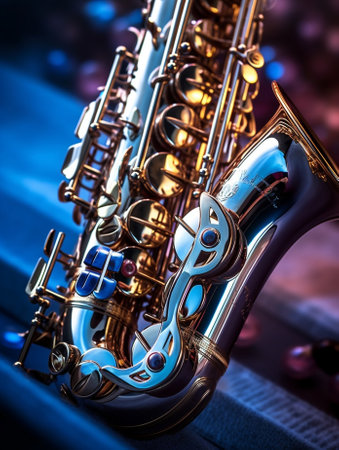 Saxophone Instrument on the Stage : Generative AIの素材