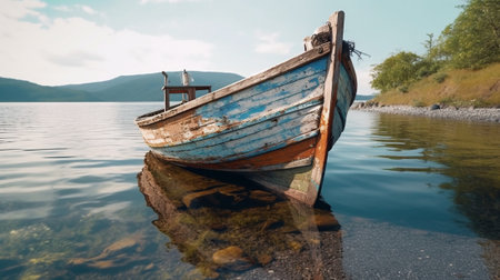 old wooden boat : Generative AIの素材