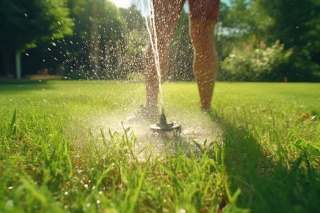 watering the football field : Generative AIの素材