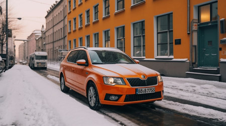 the car signal sign is prohibited on the gate in the snow High quality photo : Generative AIの素材