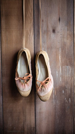 skates hanging on a door : Generative AIの素材