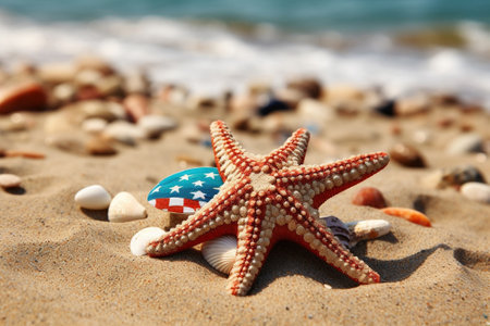 starfish on the beach : Generative AIの素材