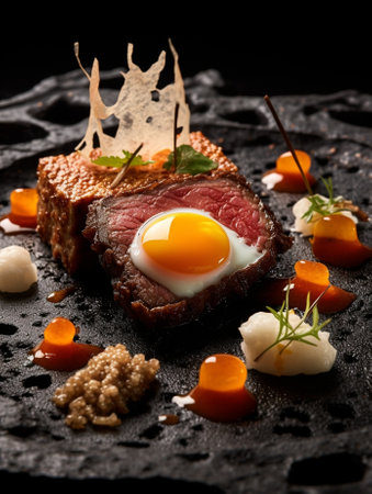 Beefsteak pork ribs and quail eggs : Generative AIの素材